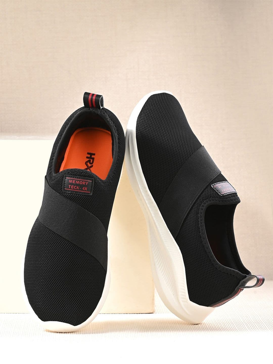 HRX by Hrithik Roshan Men Black & White Memory Foam Mesh Non-Marking Walking Shoes - view 1