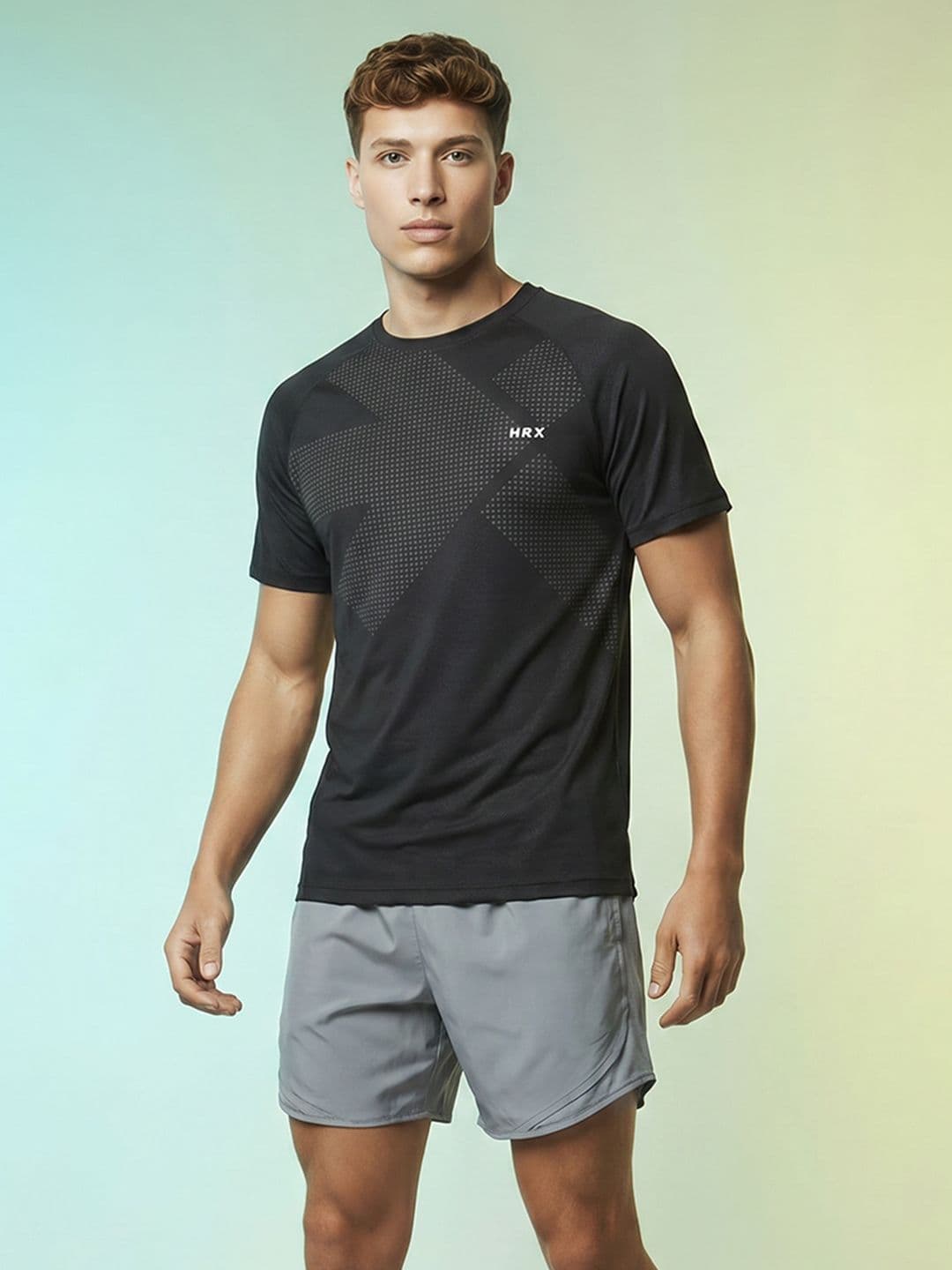 HRX by Hrithik Roshan Brand Logo Printed Rapid Dry Training T-shirt - view 1
