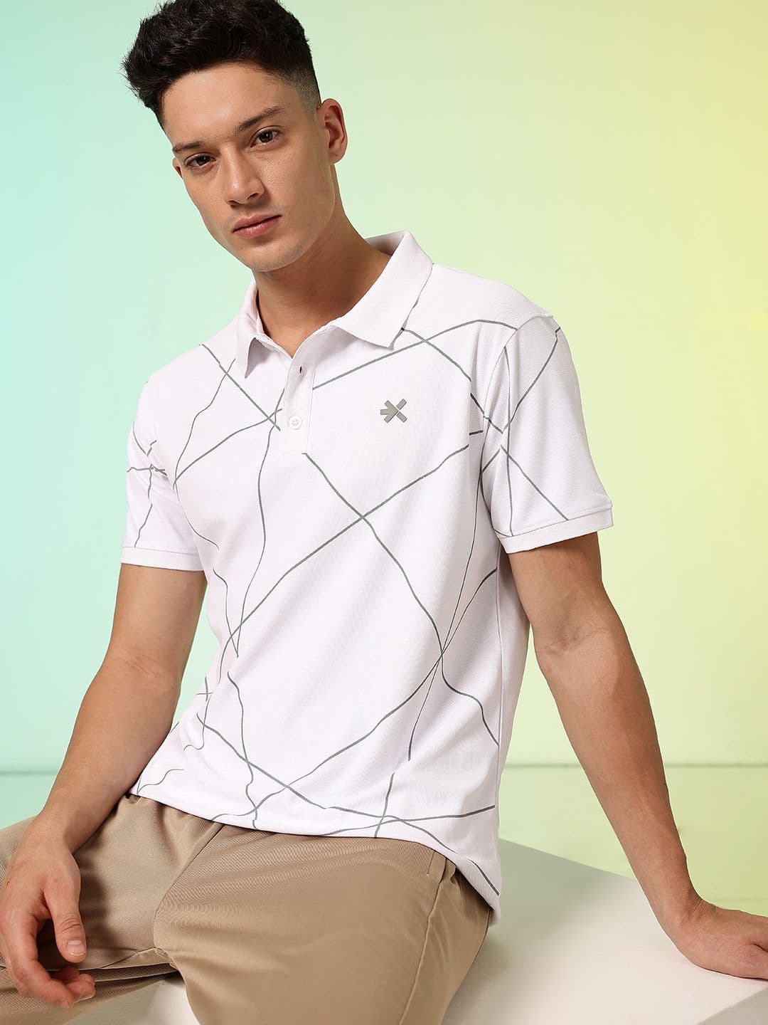 HRX by Hrithik Roshan Men Printed Polo Collar Tennis T-shirt - view 1