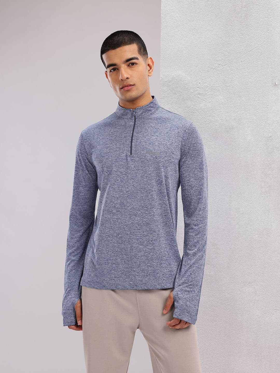HRX by Hrithik Roshan Mock Collar Thumb Hole Sleeves T-shirt - view 1