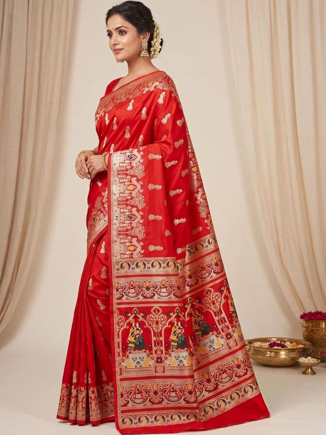 CP TEXTILE Ethnic Motifs Zari Art Silk Baluchari Saree - view 1