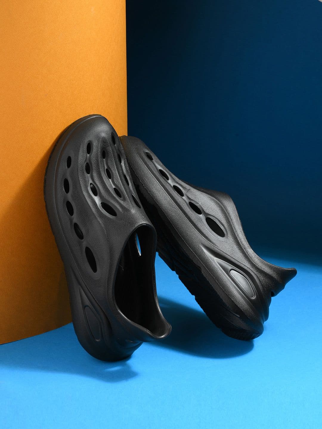 HRX by Hrithik Roshan Men Black Self Design Croslite Clogs - view 1