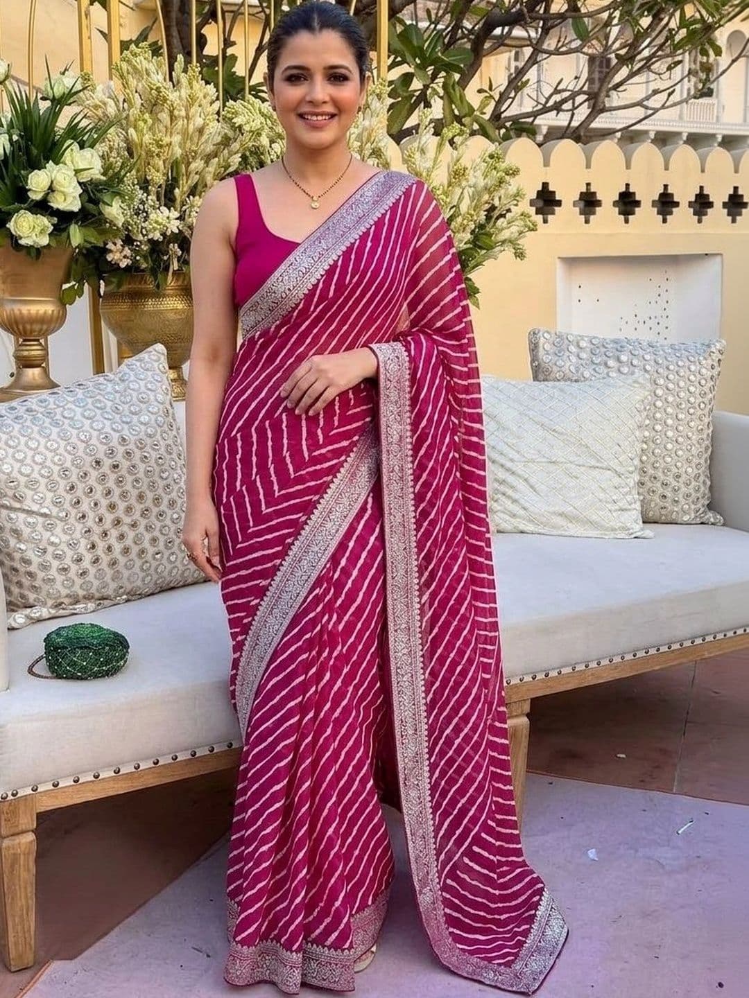 Kalista Leheriya Zari Pure Georgette Leheriya Saree - view 1