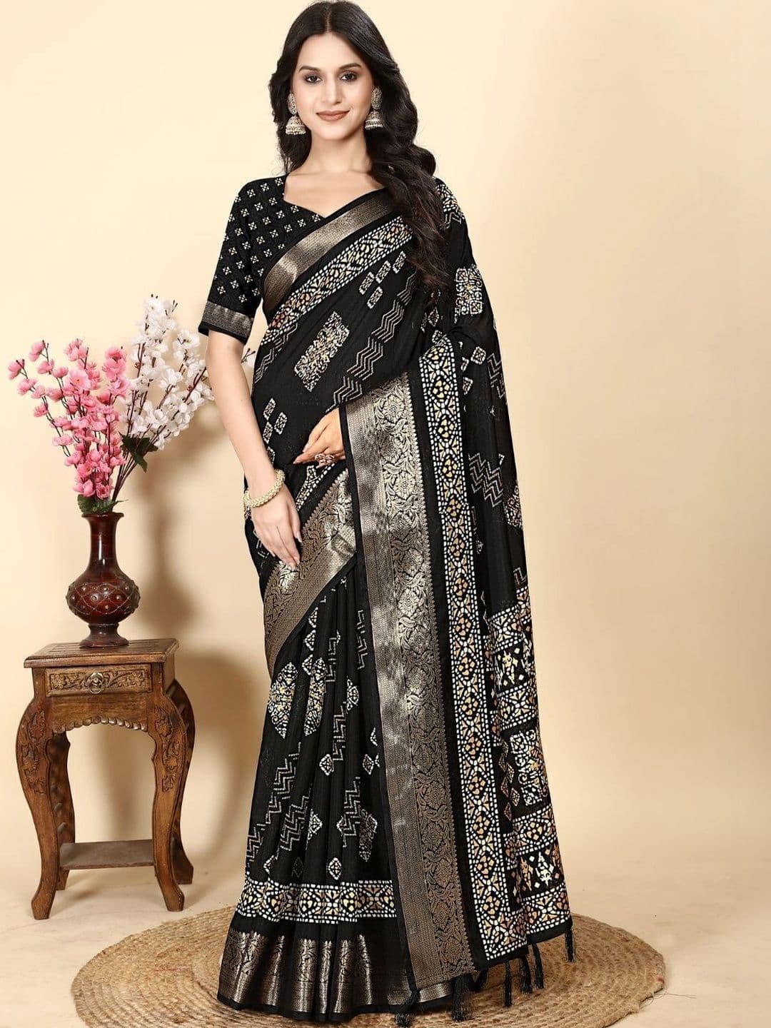 HOUSE OF VARNATANTU Batik Zari Silk Cotton Heavy Work Saree - view 1