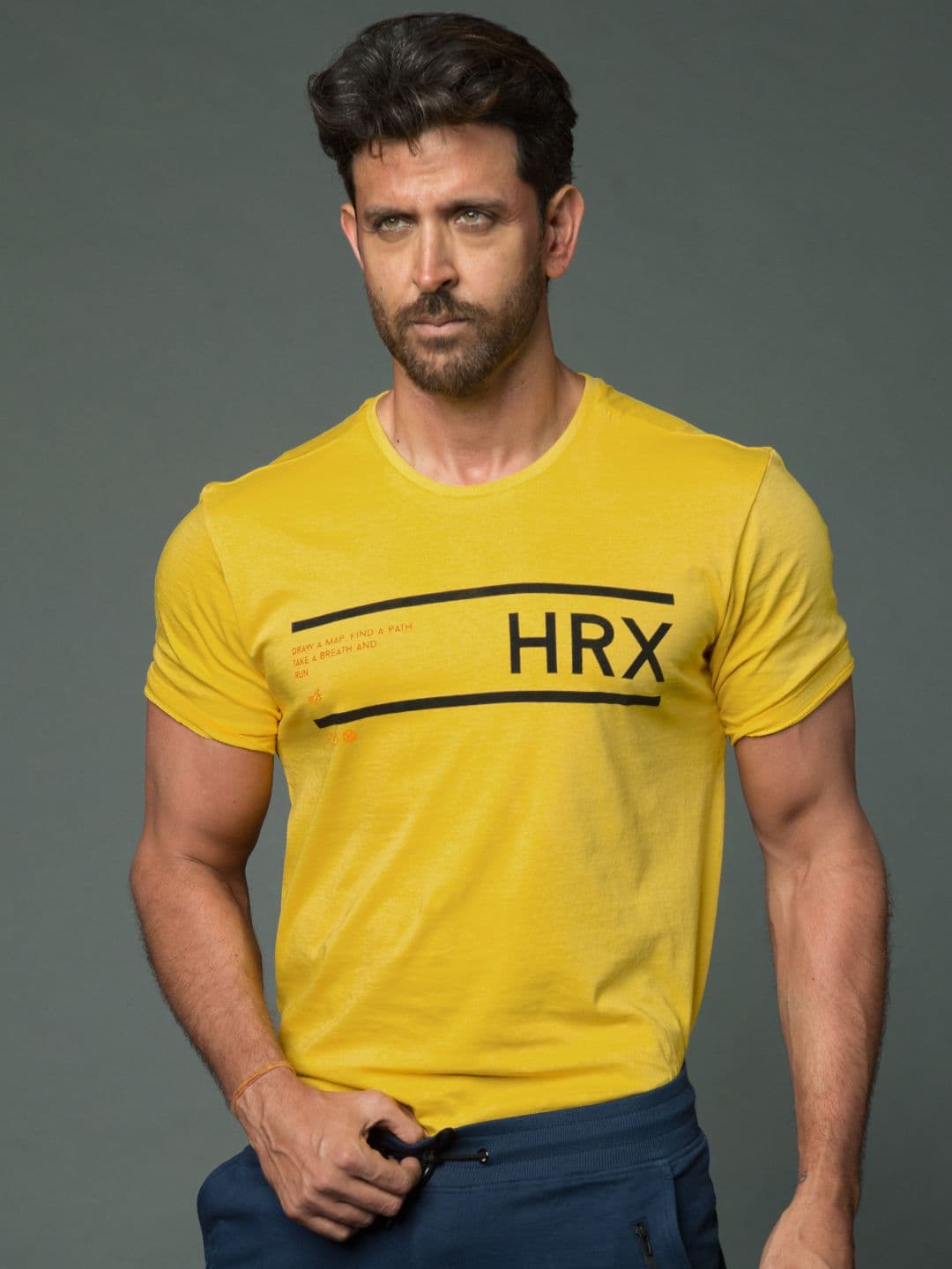 HRX by Hrithik Roshan Men Yellow Printed Cotton Cotton T-shirt - view 1