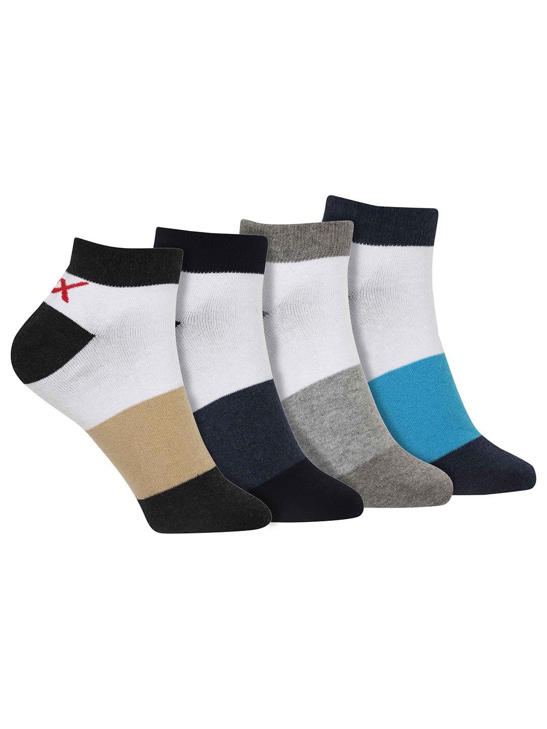 HRX by Hrithik Roshan Men Blue & Grey Pack Of 4 Patterned Ankle-Length Socks - view 1