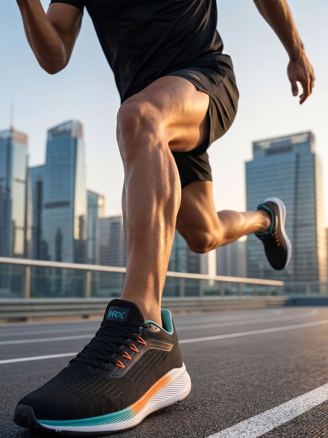 HRX by Hrithik Roshan Men Black & Teal Green Zoom Mesh Running Shoes - view 1