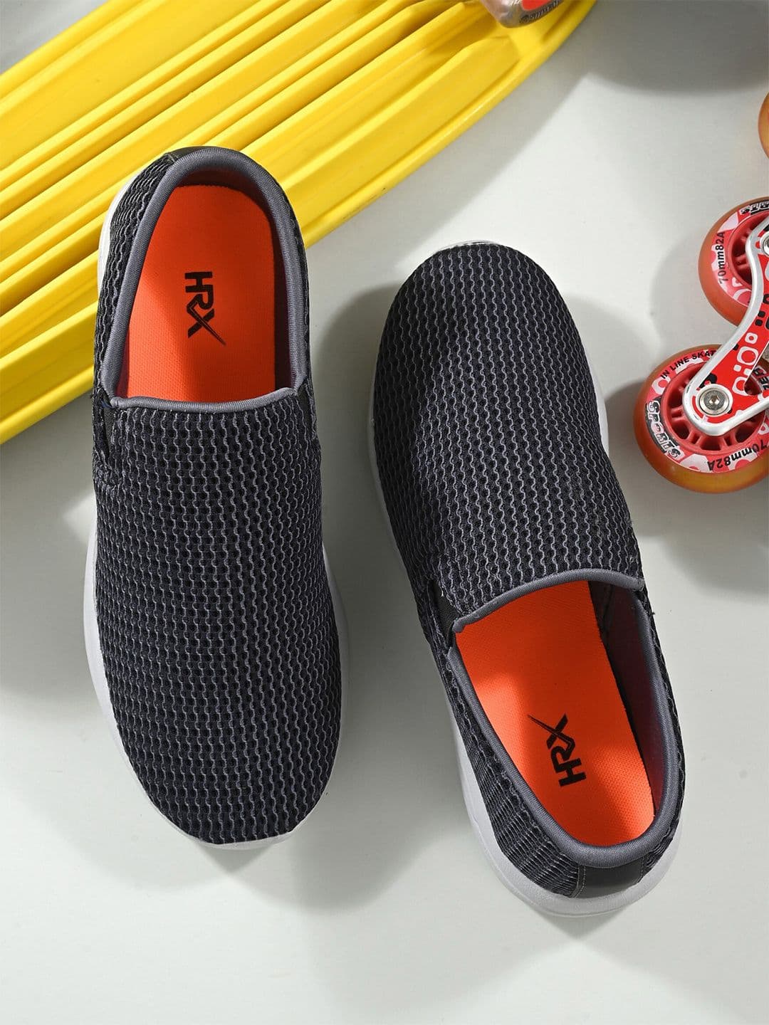 HRX by Hrithik Roshan Men Black Shock Absorption & Mesh Non-Marking Walking Shoes - view 1