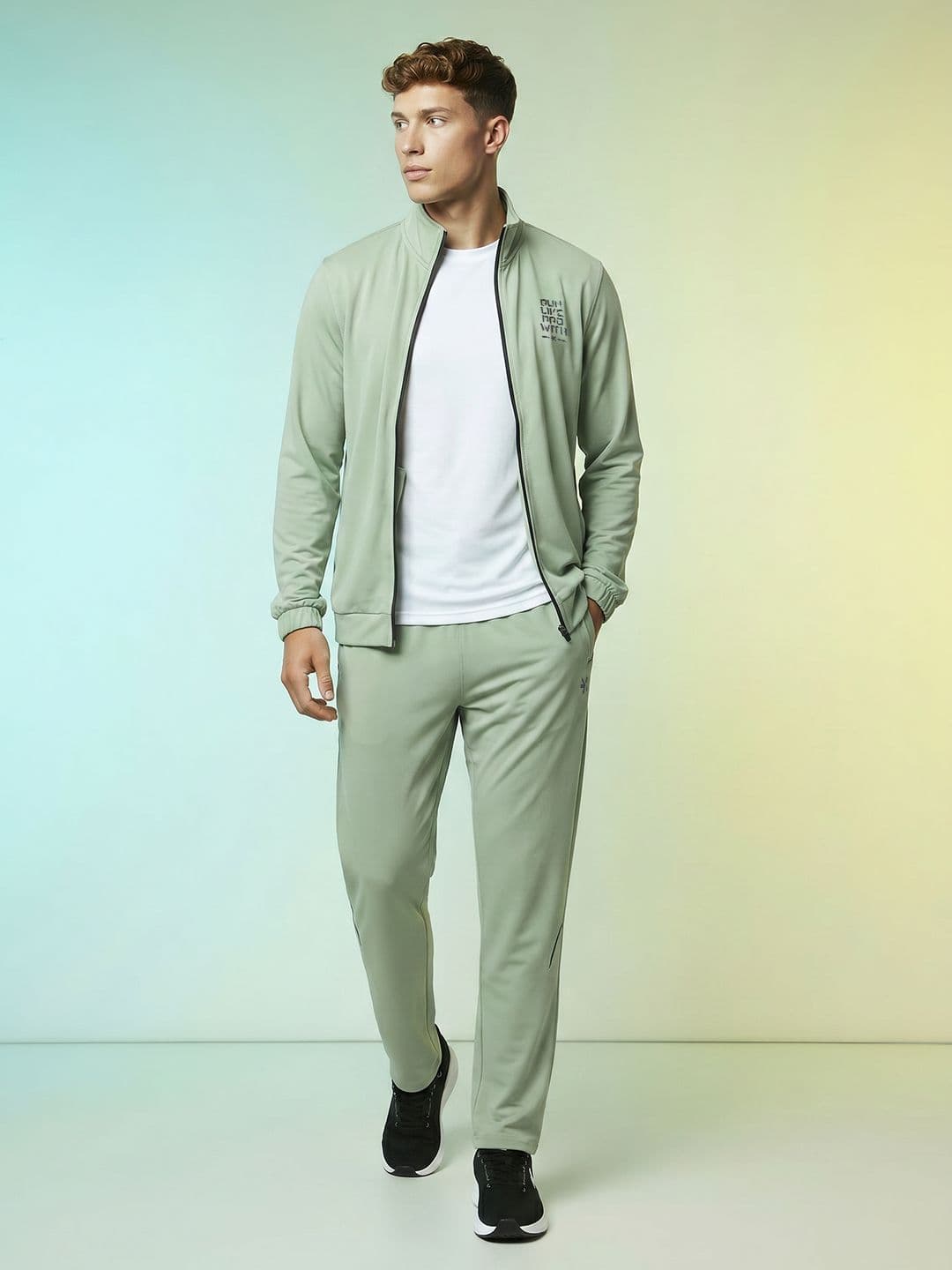 HRX by Hrithik Roshan Typography Hooded Running Tracksuits - view 1