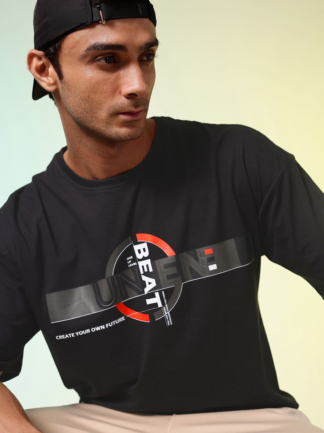 HRX by Hrithik Roshan Men Printed Drop-Shoulder Sleeves Oversized Pure Cotton T-shirt - view 1