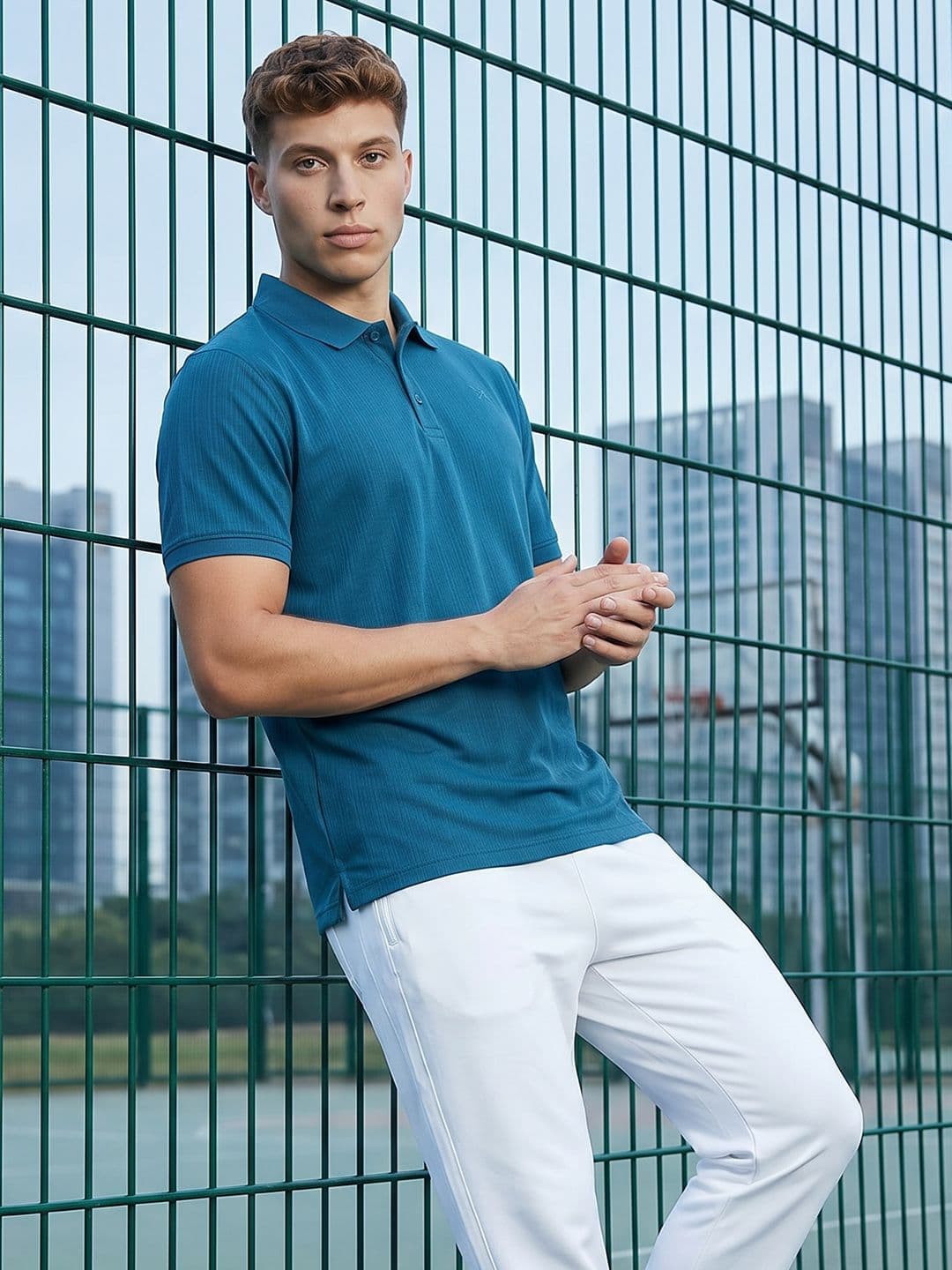 HRX by Hrithik Roshan Textured Polo Collar Lifestyle T-shirt - view 1