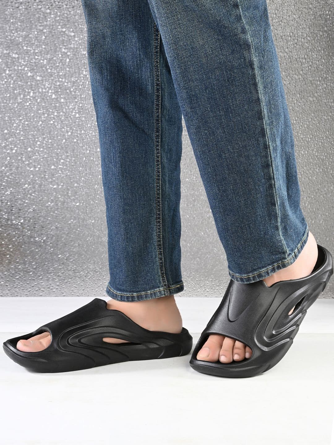 HRX by Hrithik Roshan Men Striped Open Toe Sliders - view 1