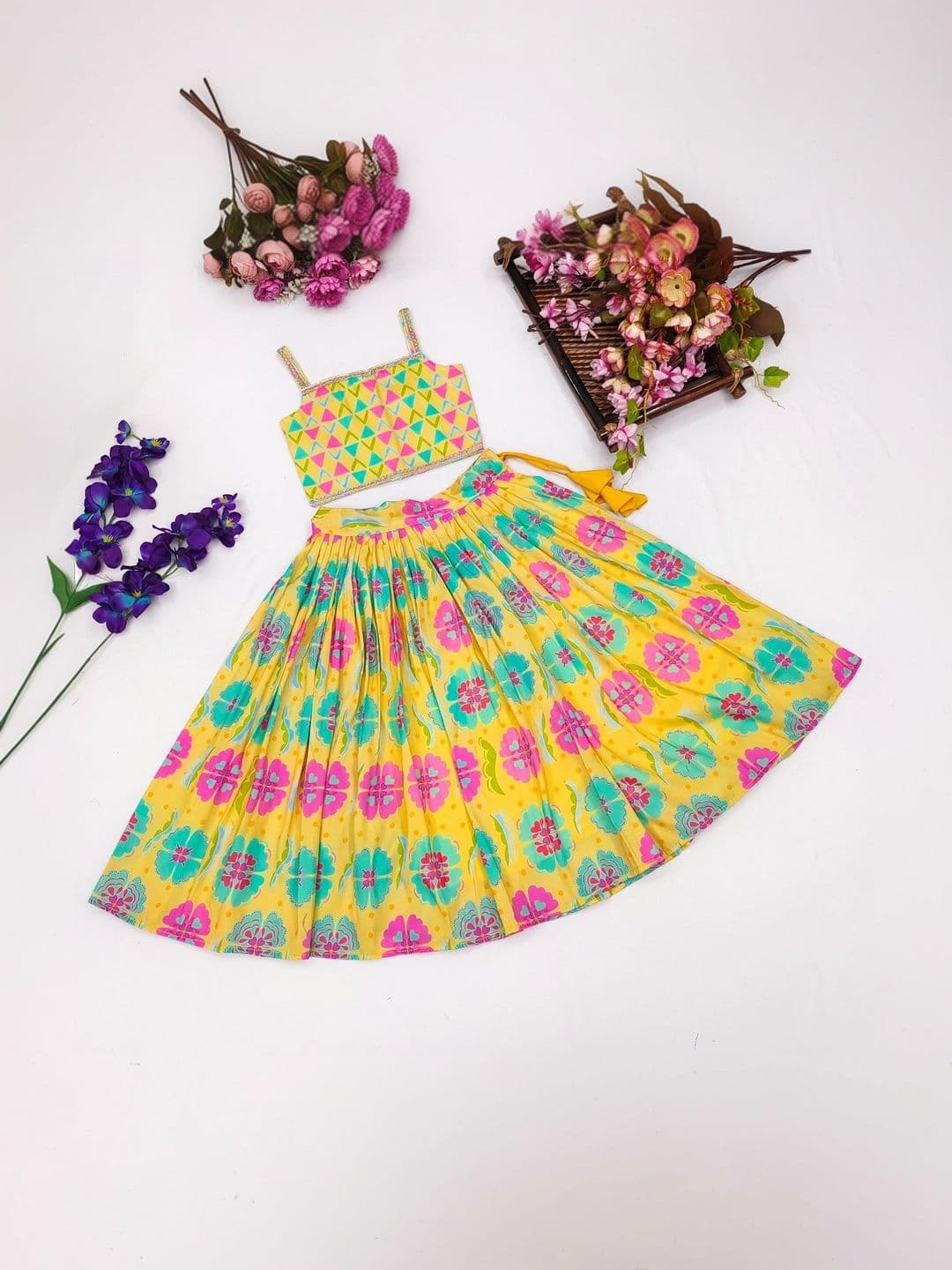 DRISHIV ENTERPRISE Girls Printed Ready to Wear Lehenga & - view 1