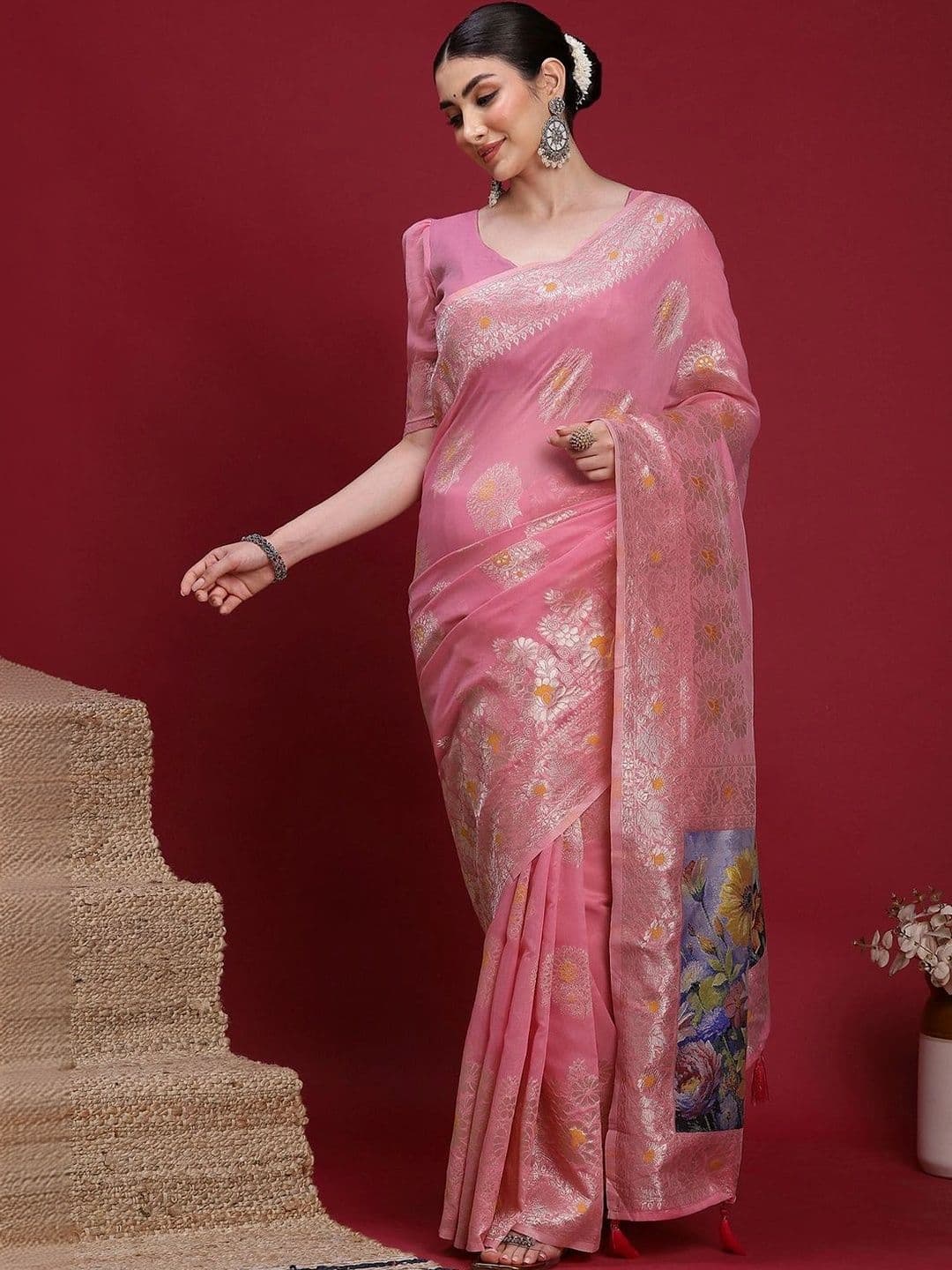 Anouk Woven Design Zari Organza Designer Banarasi Saree - view 1