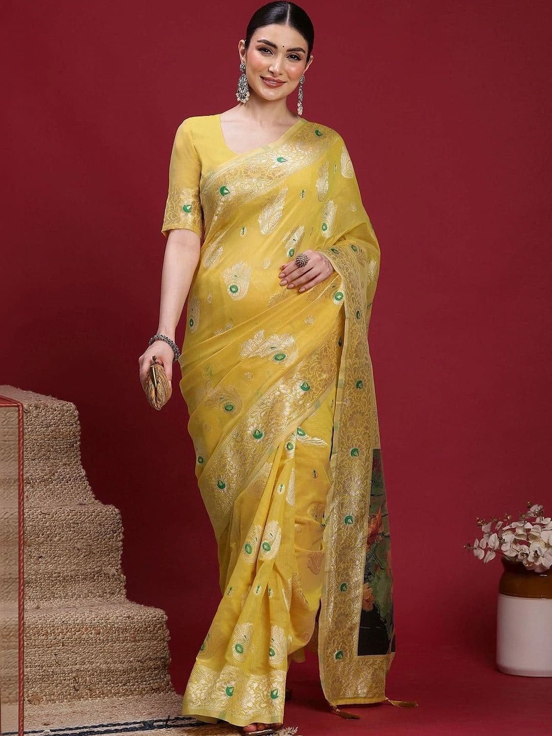 Anouk Woven Design Zari Organza Designer Banarasi Saree - view 1
