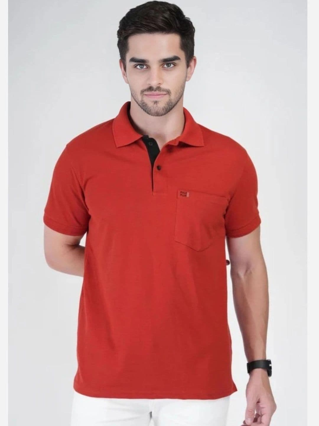 FLORA SHINE Men Polo Collar Pockets Slim Fit T-shirt - view 1