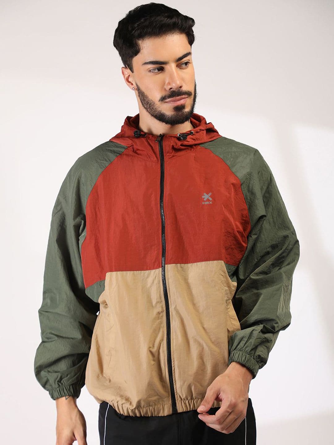 HRX by Hrithik Roshan Men Hooded Colourblocked Windcheater Sporty Jacket - view 1