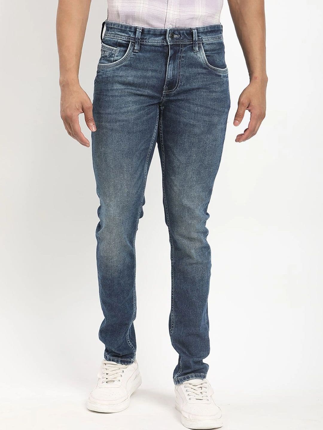 Indian Terrain Men Kruger Skinny Fit Mid-Rise Low Distress Stretchable Jeans - view 1
