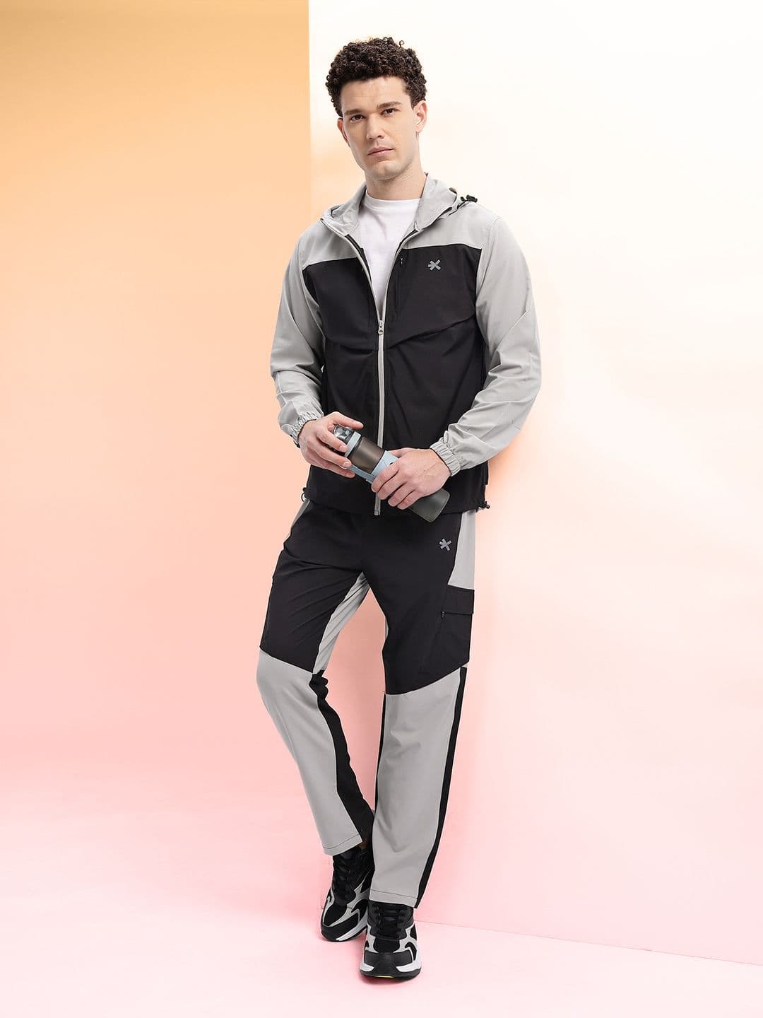 HRX by Hrithik Roshan Colourblocked Rapid-Dry Running Tracksuit with Reflective Elements - view 1