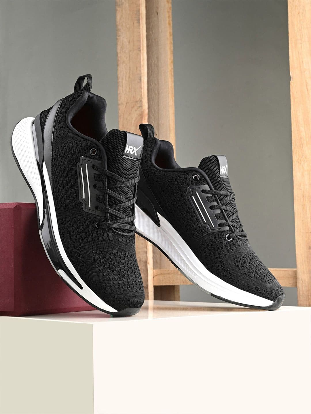 HRX by Hrithik Roshan Men Black Mesh Running Non-Marking Shoes - view 1