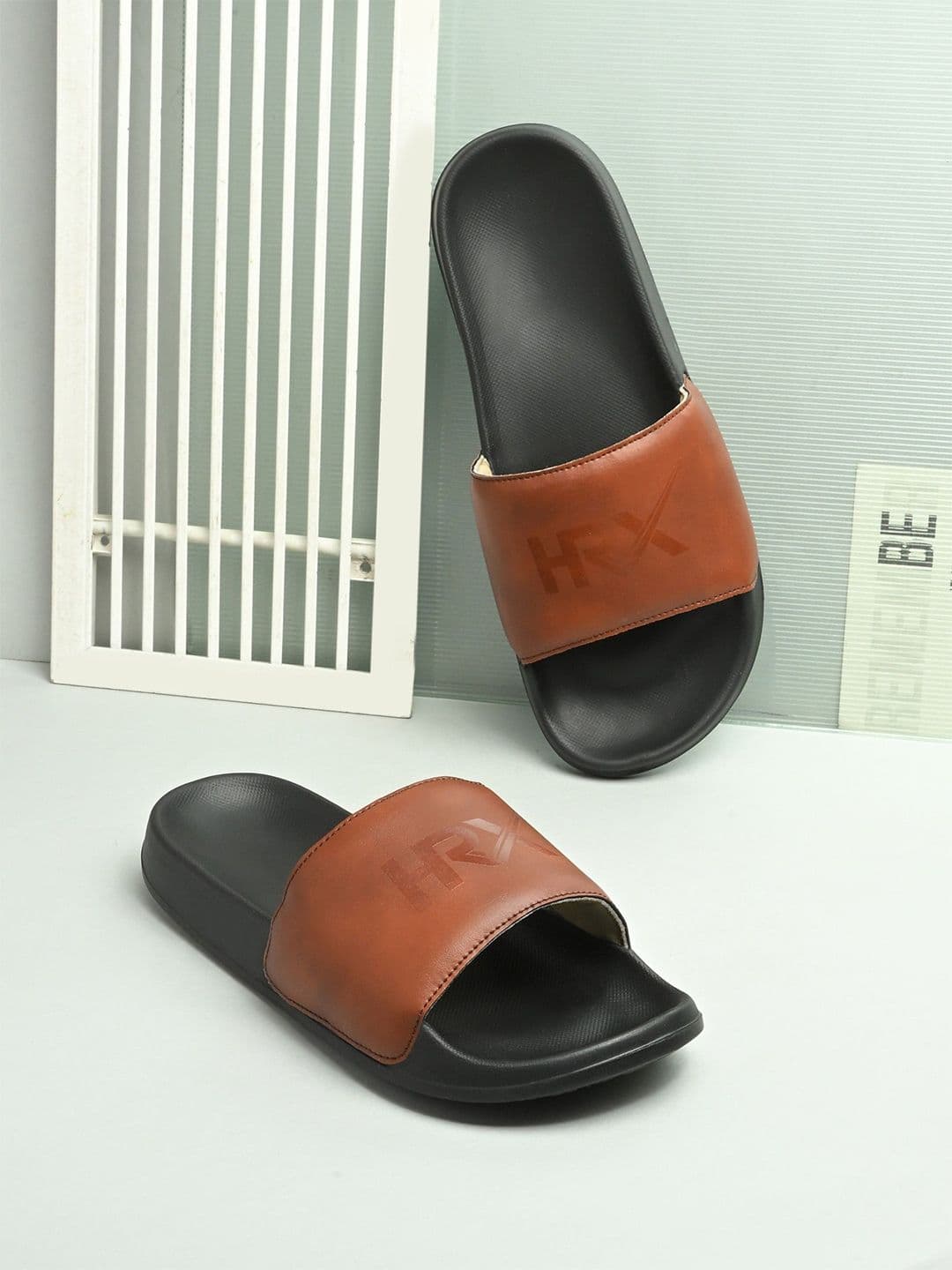 HRX by Hrithik Roshan Brand Logo Printed Sliders - view 1