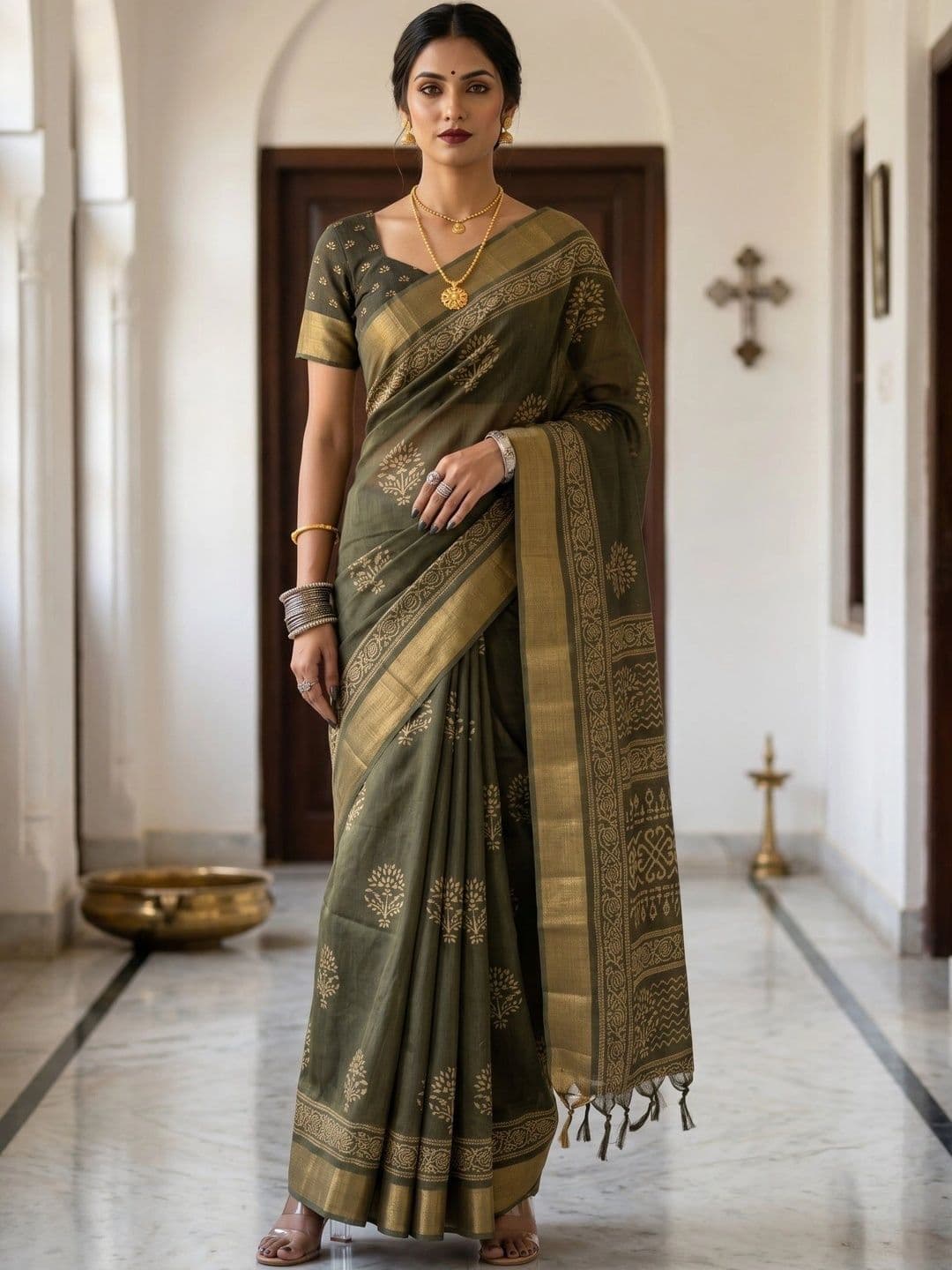 MIMOSA Woven Design Zari Art Silk Designer Ikat Saree - view 1