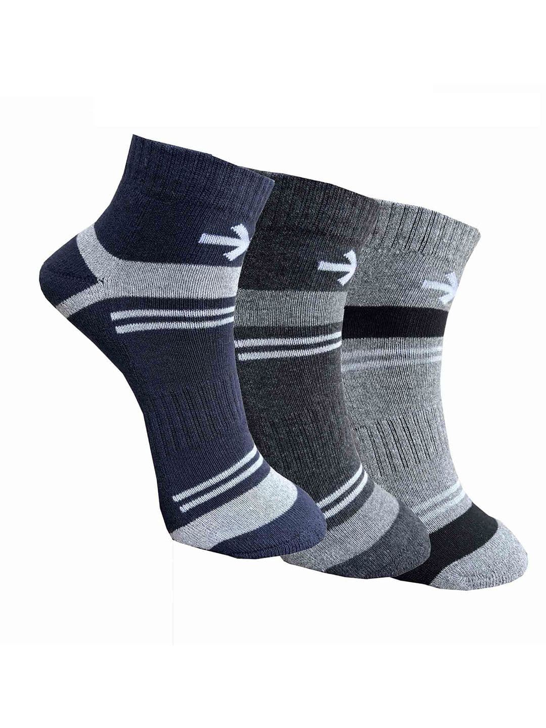 HRX by Hrithik Roshan Pack Of 3 Unisex Cotton Striped Ankle-Length Socks - view 1