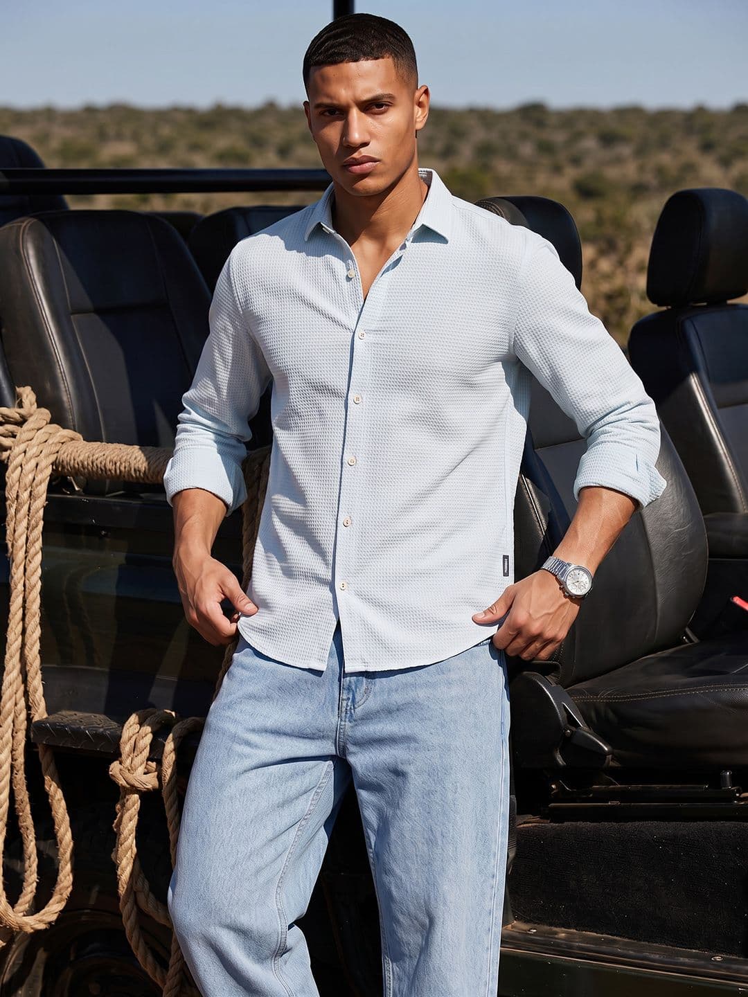 The Roadster Life Co. Self Design Textured Casual Shirt - view 1