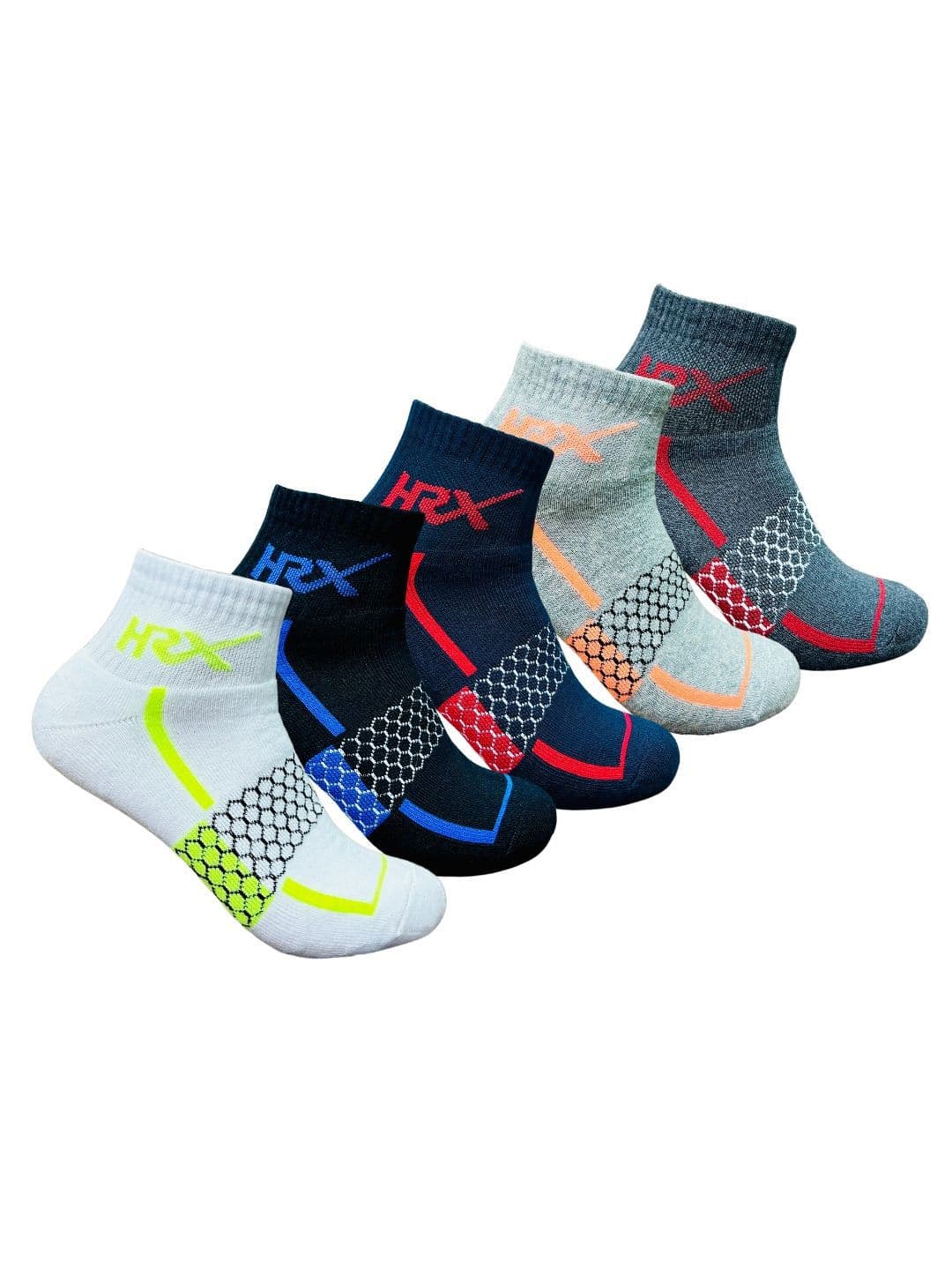 HRX by Hrithik Roshan Unisex Pack Of 5 Assorted Ankle-Length Cotton Socks - view 1