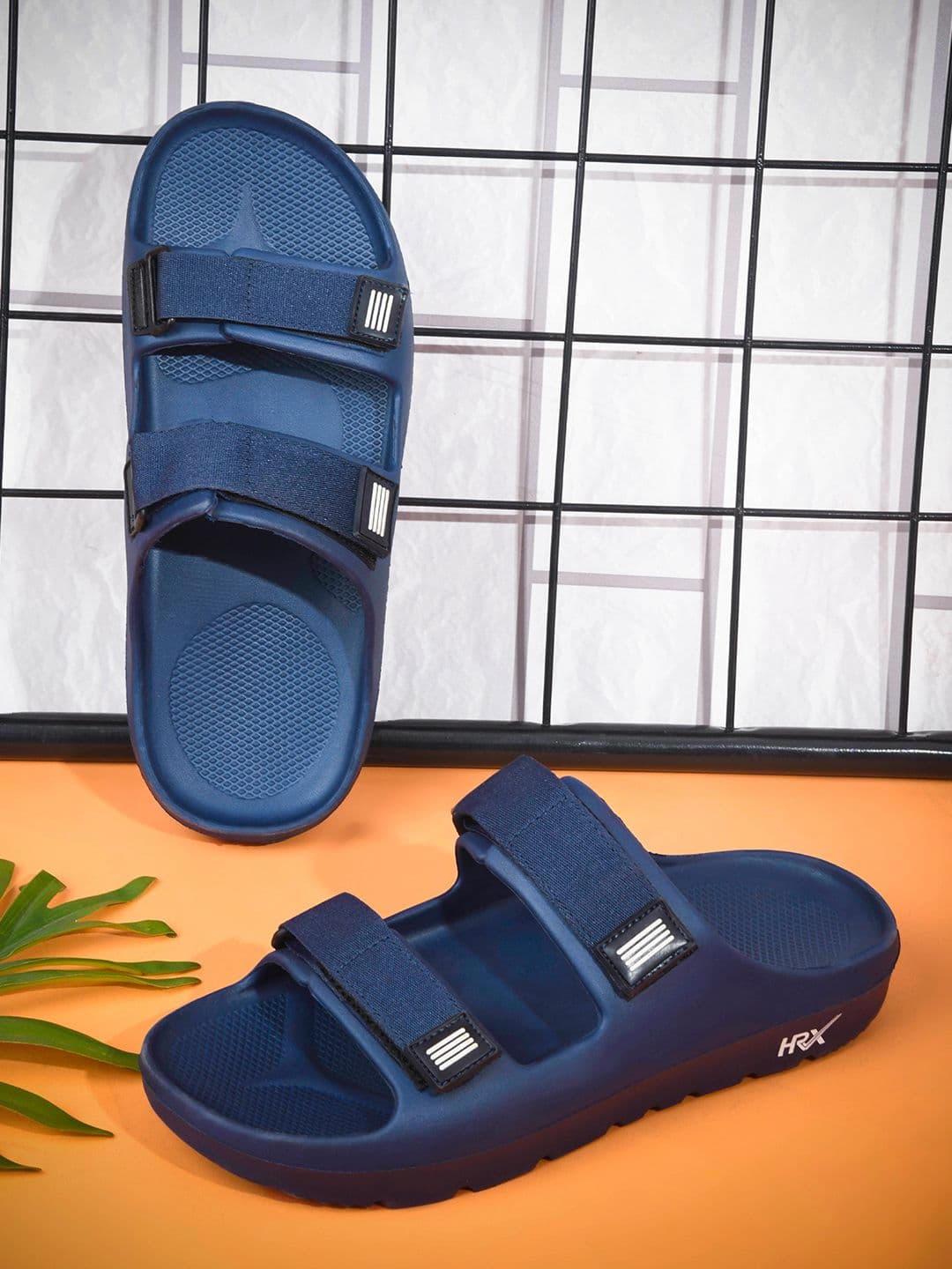 HRX by Hrithik Roshan Men Navy Blue Rubber Sliders - view 1