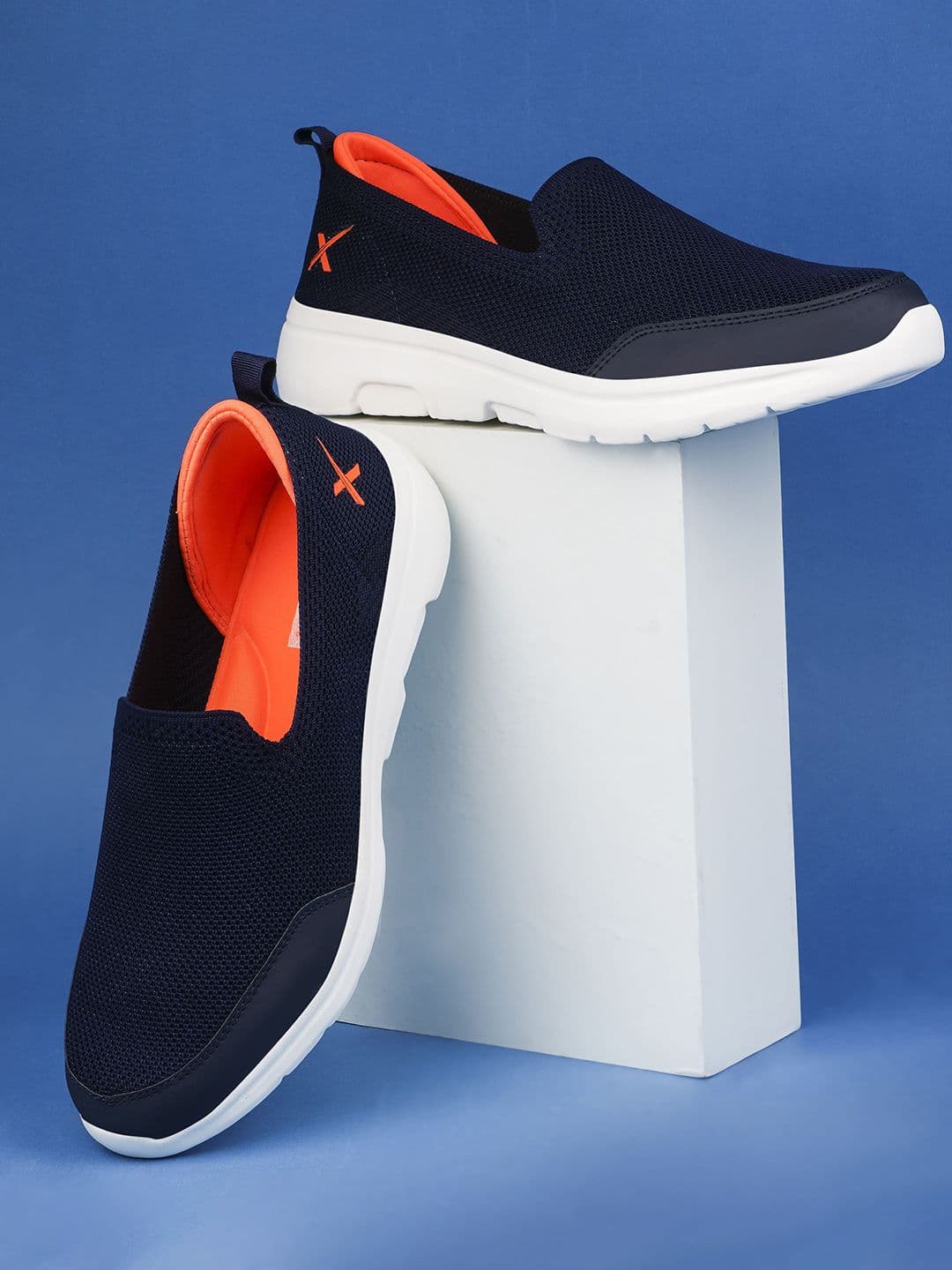 HRX by Hrithik Roshan Men Navy Blue & Orange Cushioning PSI Mesh Walking Shoes - view 1