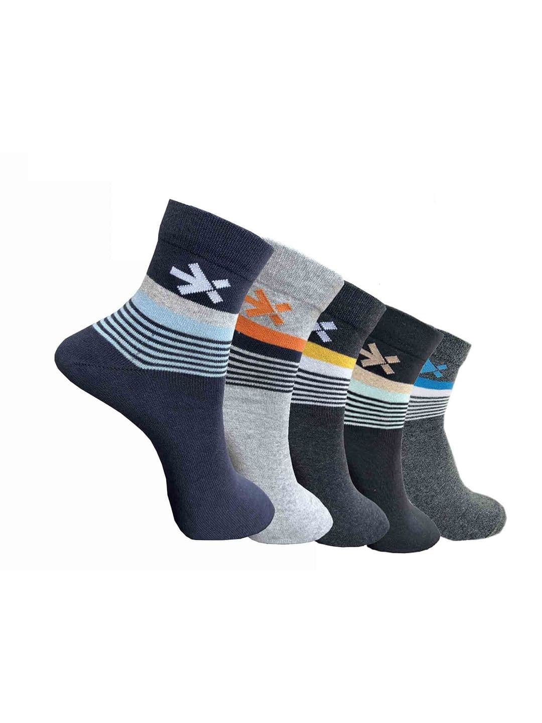 HRX by Hrithik Roshan Pack Of 5 Striped Cotton Ankle Length Socks - view 1
