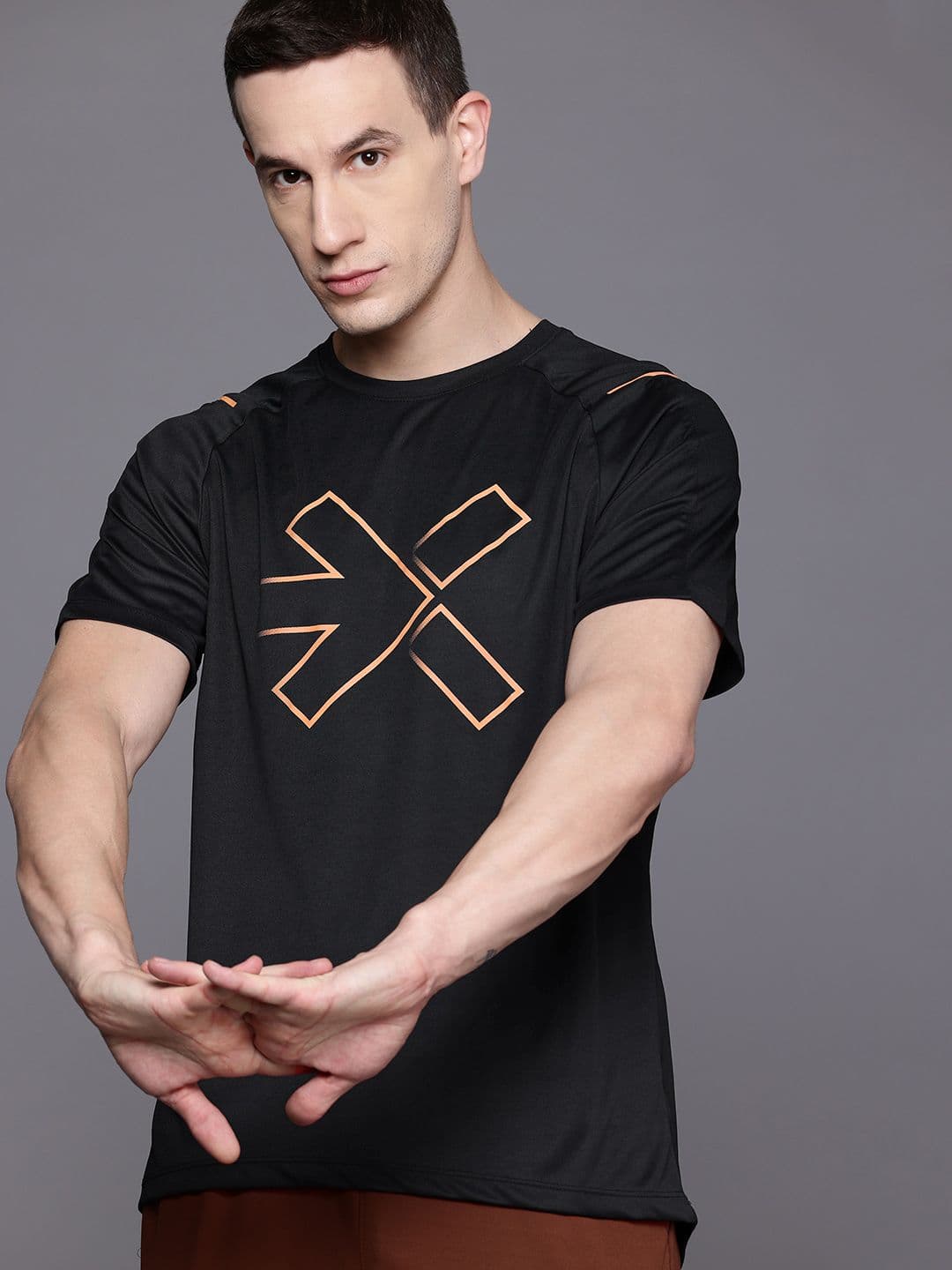 HRX by Hrithik Roshan Rapid-Dry Printed Training T-shirt with Reflective Detail - view 1