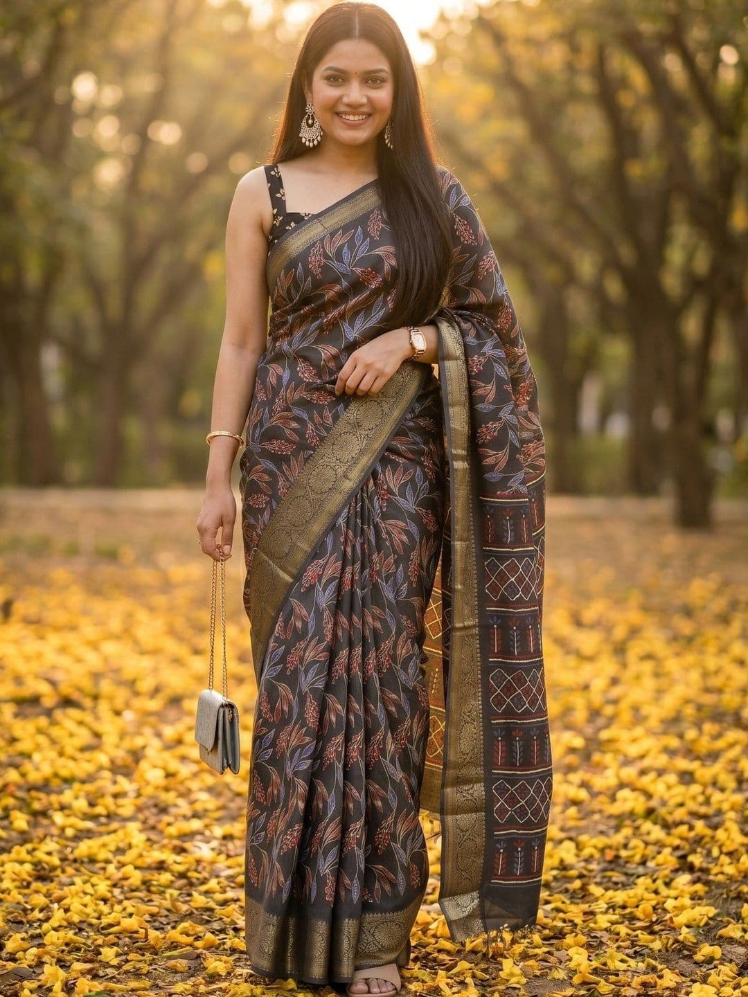 MIMOSA Kalamkari Zari Art Silk Designer Ikat Saree - view 1