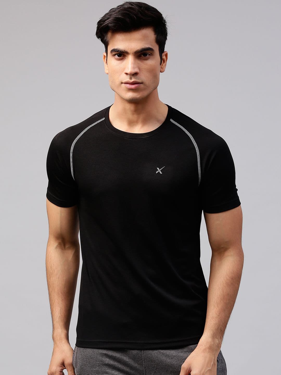 HRX by Hrithik Roshan Men Black Slim Advanced Rapid Dry Raglan Slim Fit T-shirt - view 1