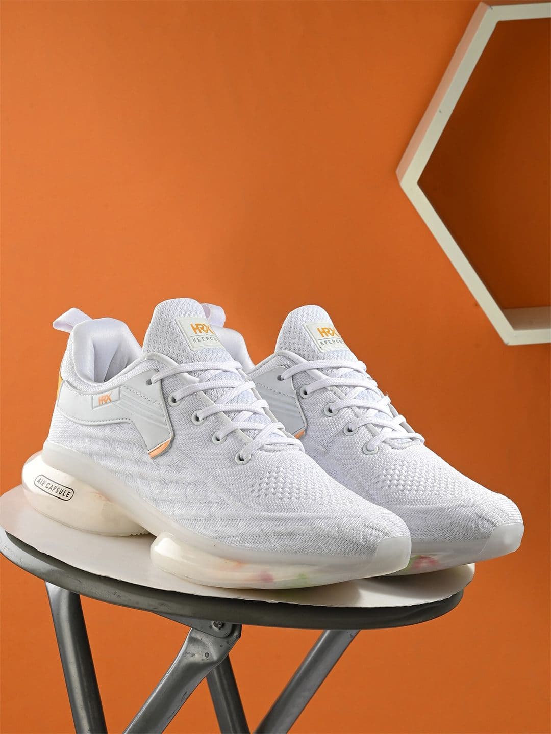 HRX by Hrithik Roshan Men White & Cream Coloured Mesh Non-Marking Walking Shoes - view 1