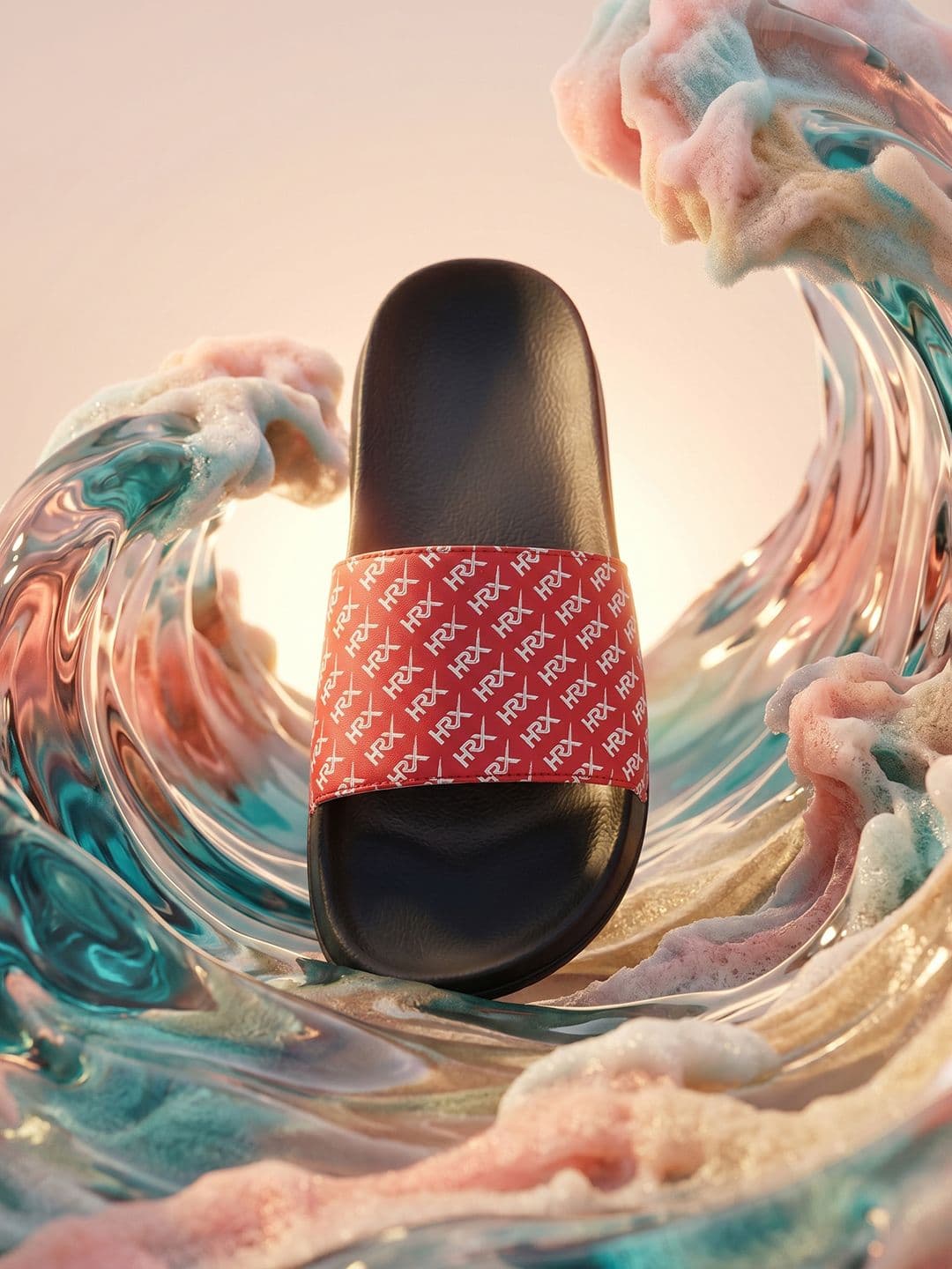 HRX by Hrithik Roshan Men Red And White Printed Sliders - view 1