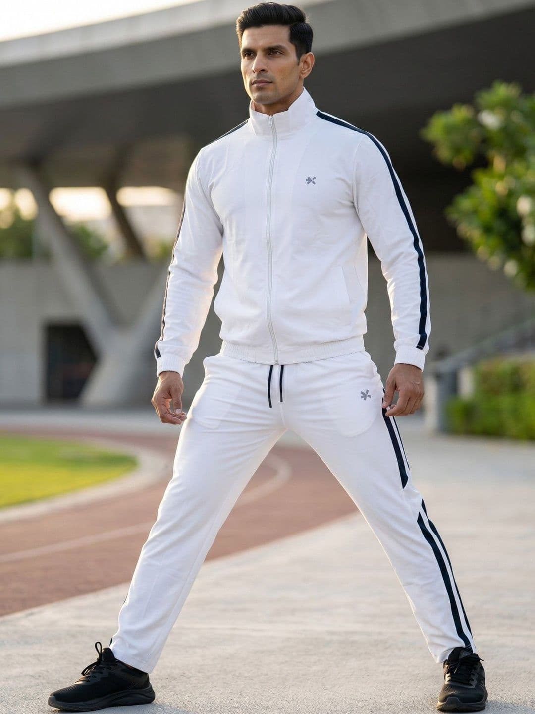HRX by Hrithik Roshan White Mock Collar Tracksuits - view 1