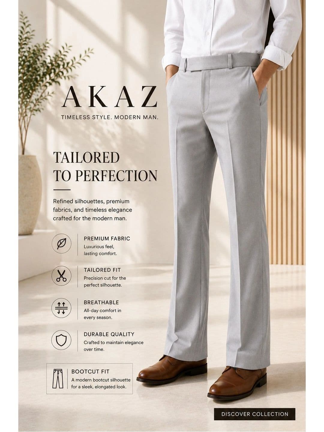 Akaz Men Straight Fit Mid-Rise Trousers - view 1