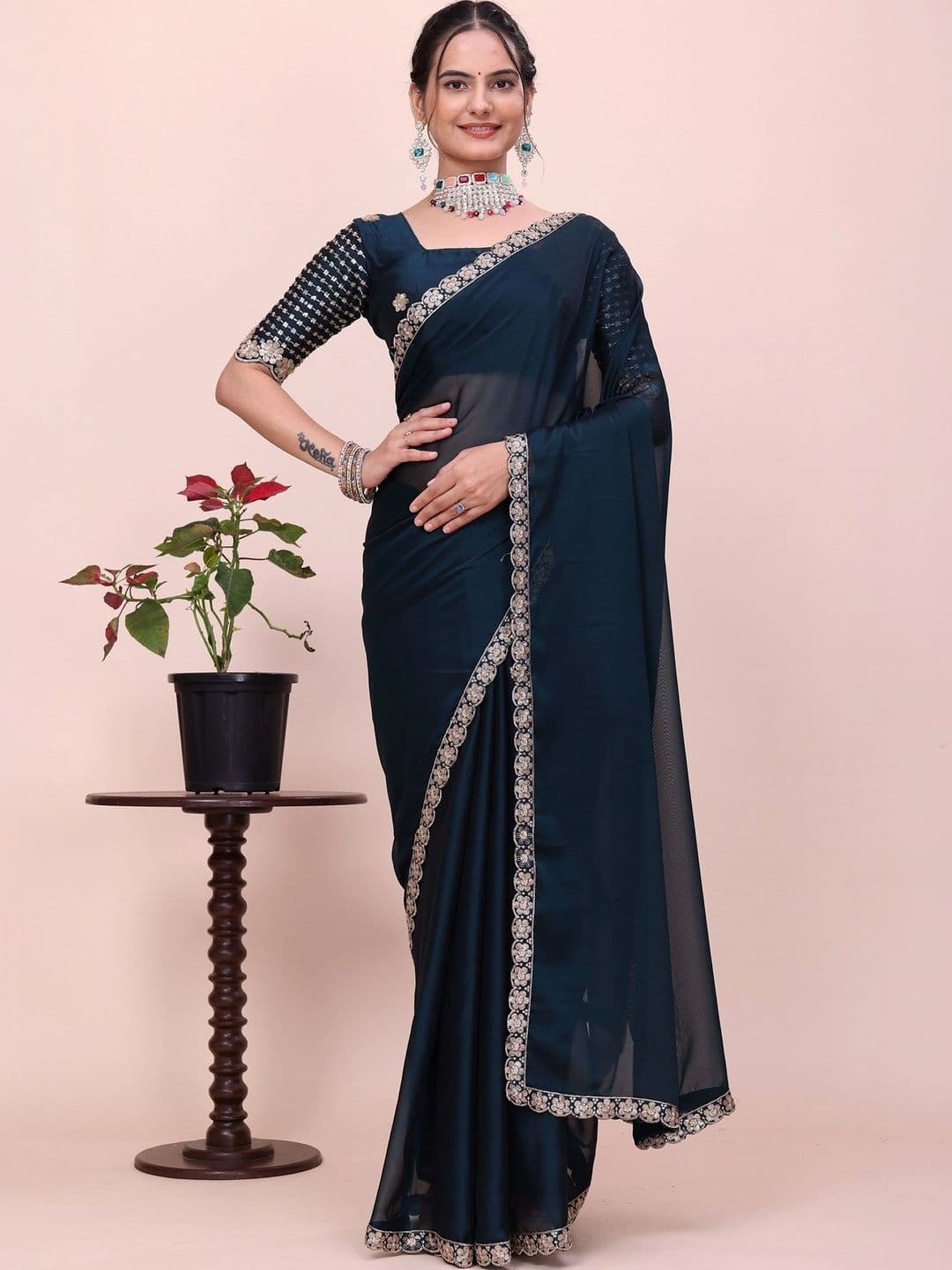 Moda Rapido Embroidered Poly Chiffon Designer Saree - view 1