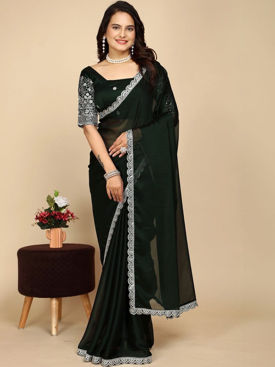 Moda Rapido Embroidered Poly Georgette Designer Saree - view 1