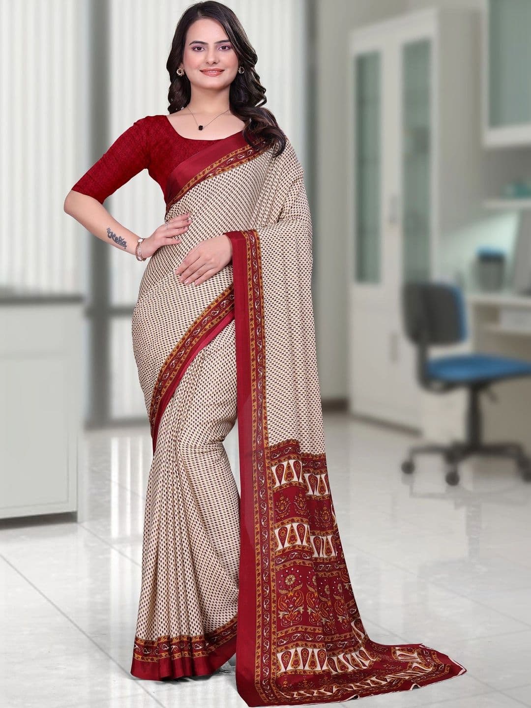 KALINI Poly Crepe Designer Saree - view 1