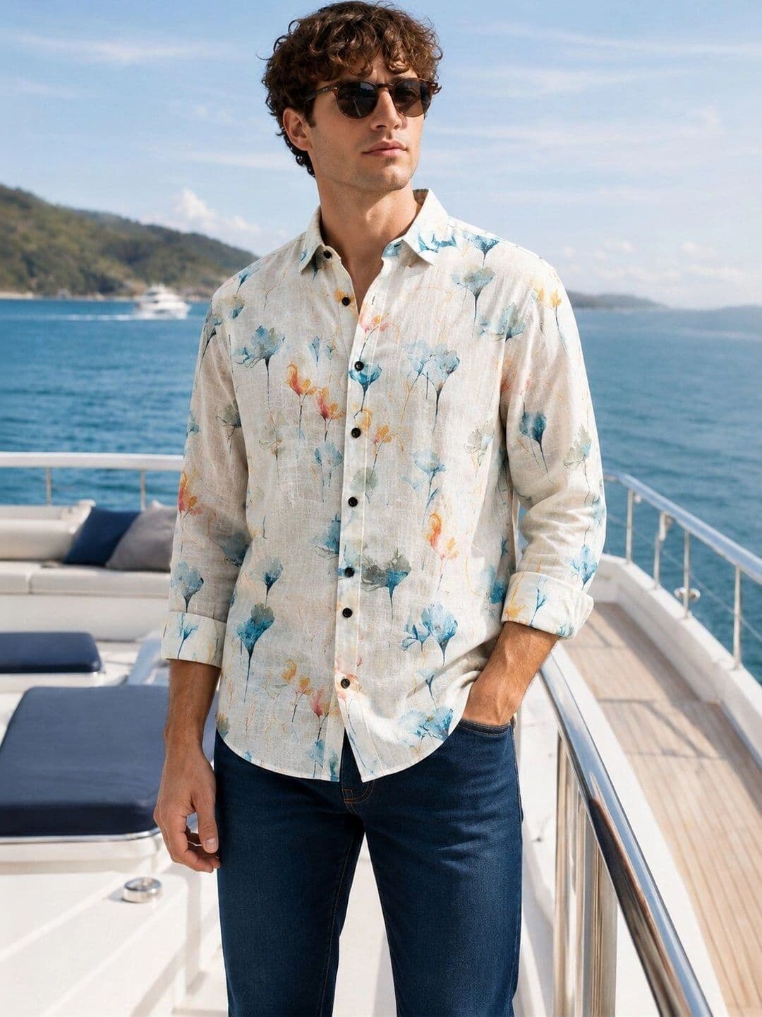 HERE&NOW Men Smart Floral Semi Sheer Printed Casual Shirt - view 1