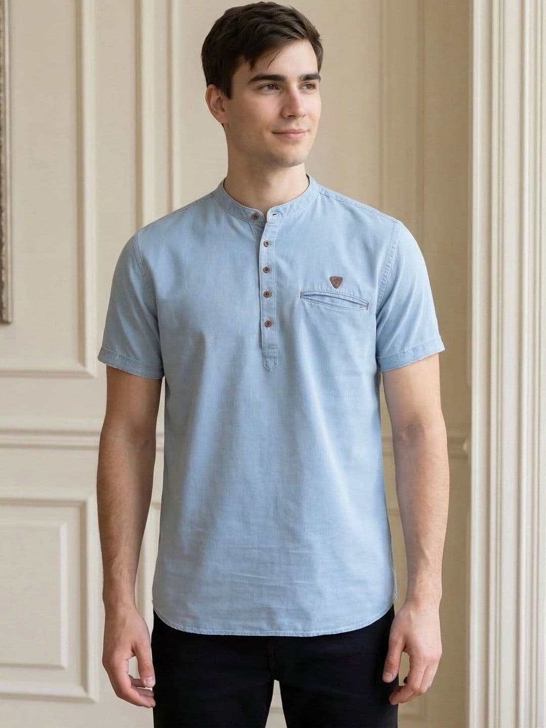 Kuons Men Denim Kurta - view 1