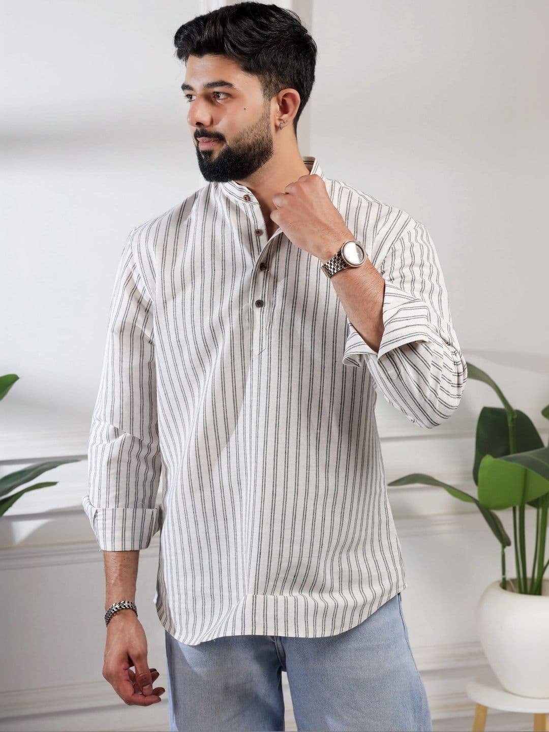 Koshin Men Striped Kurta - view 1