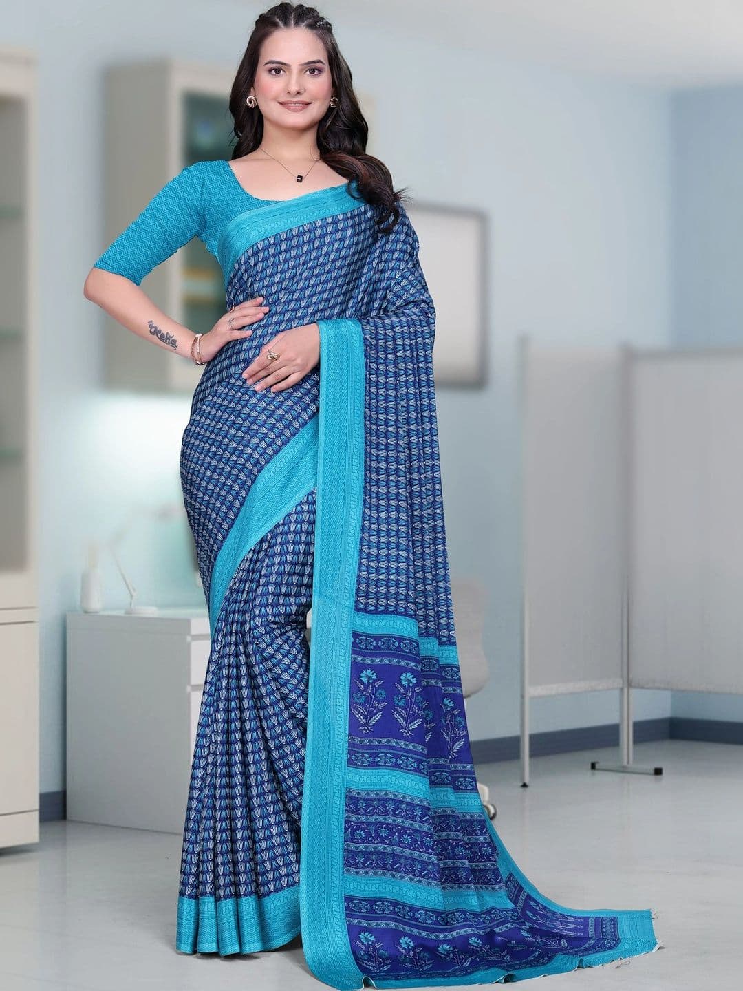 Moda Rapido Poly Crepe Designer Saree - view 1