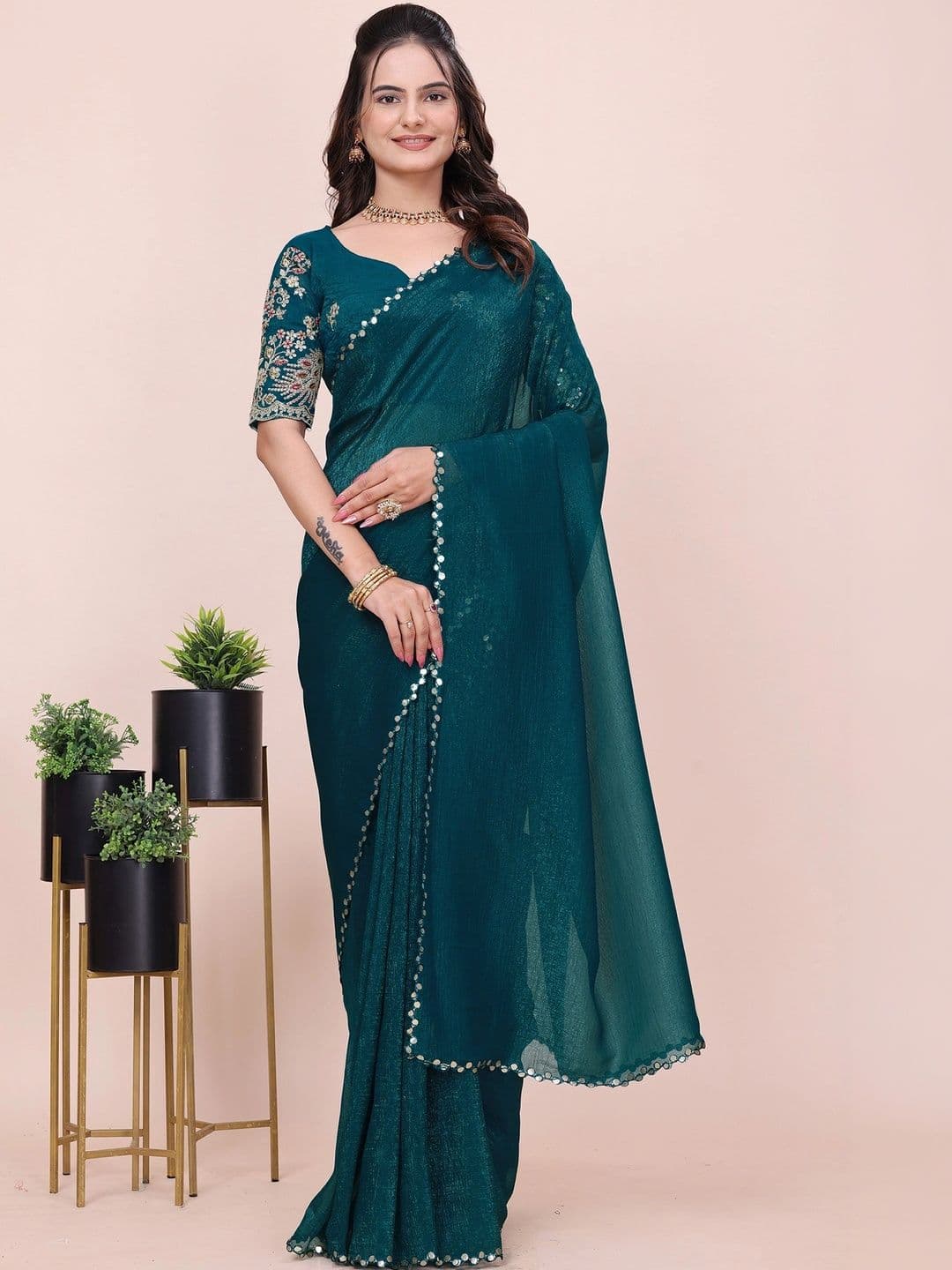 Moda Rapido Embellished Embroidered Poly Georgette Designer Saree - view 1