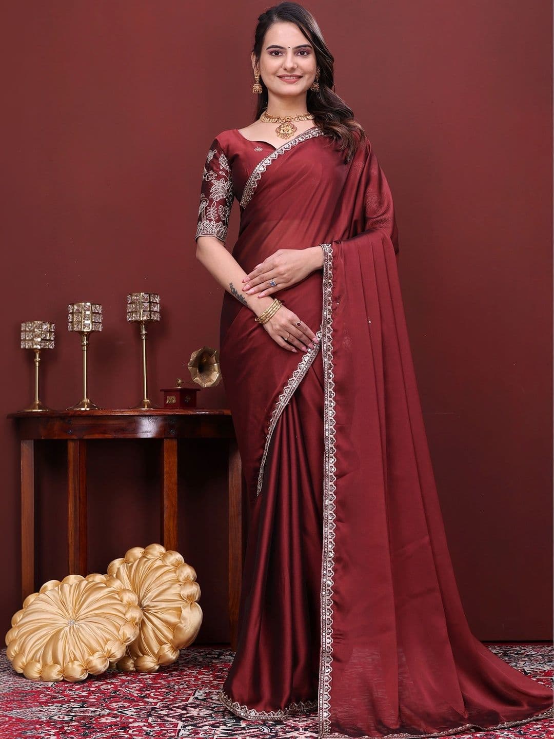 KALINI Embroidered Poly Chiffon Designer Saree - view 1