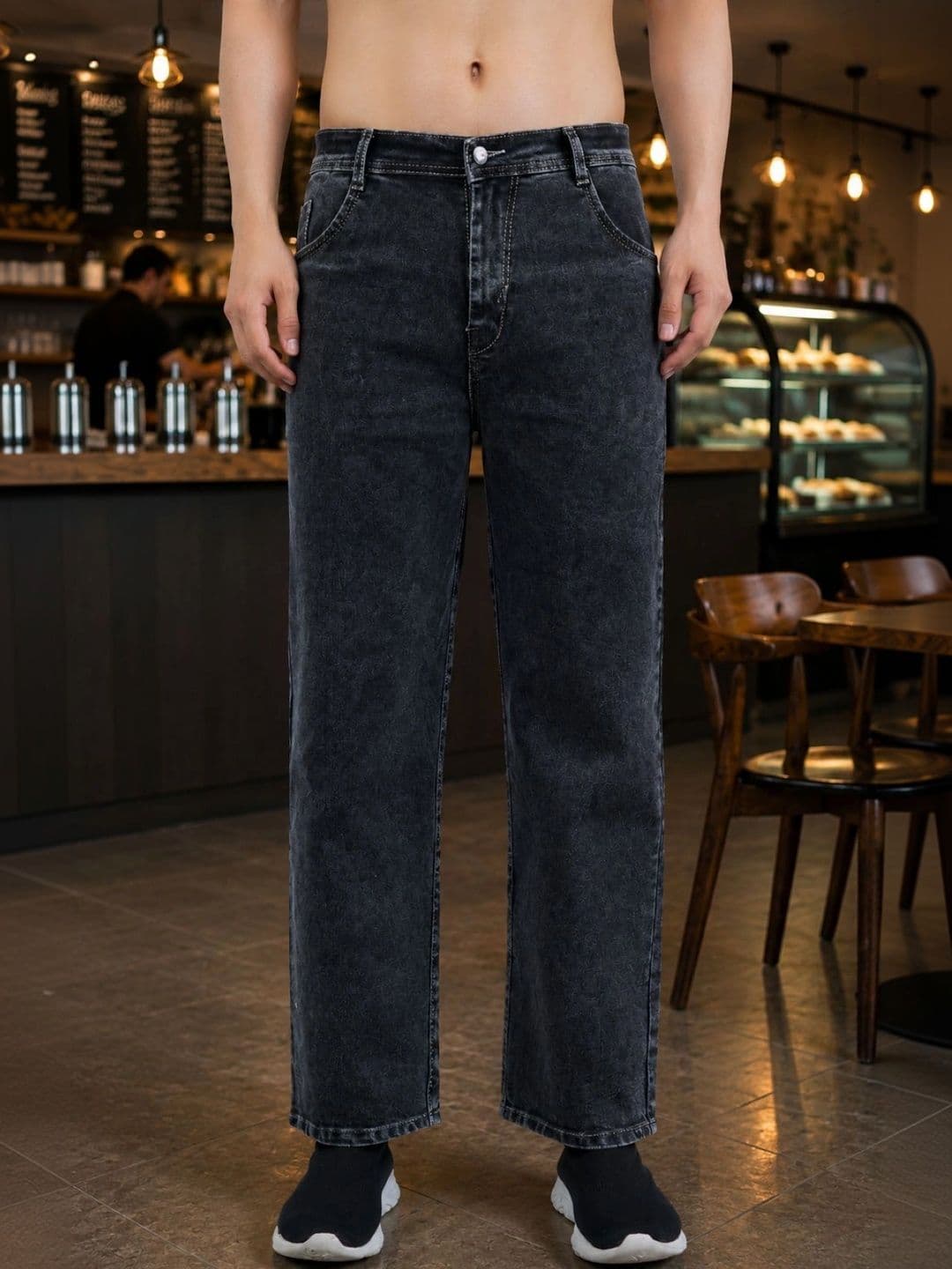 White leapard Men Classic Straight Fit Mid-Rise Stretchable Jeans - view 1