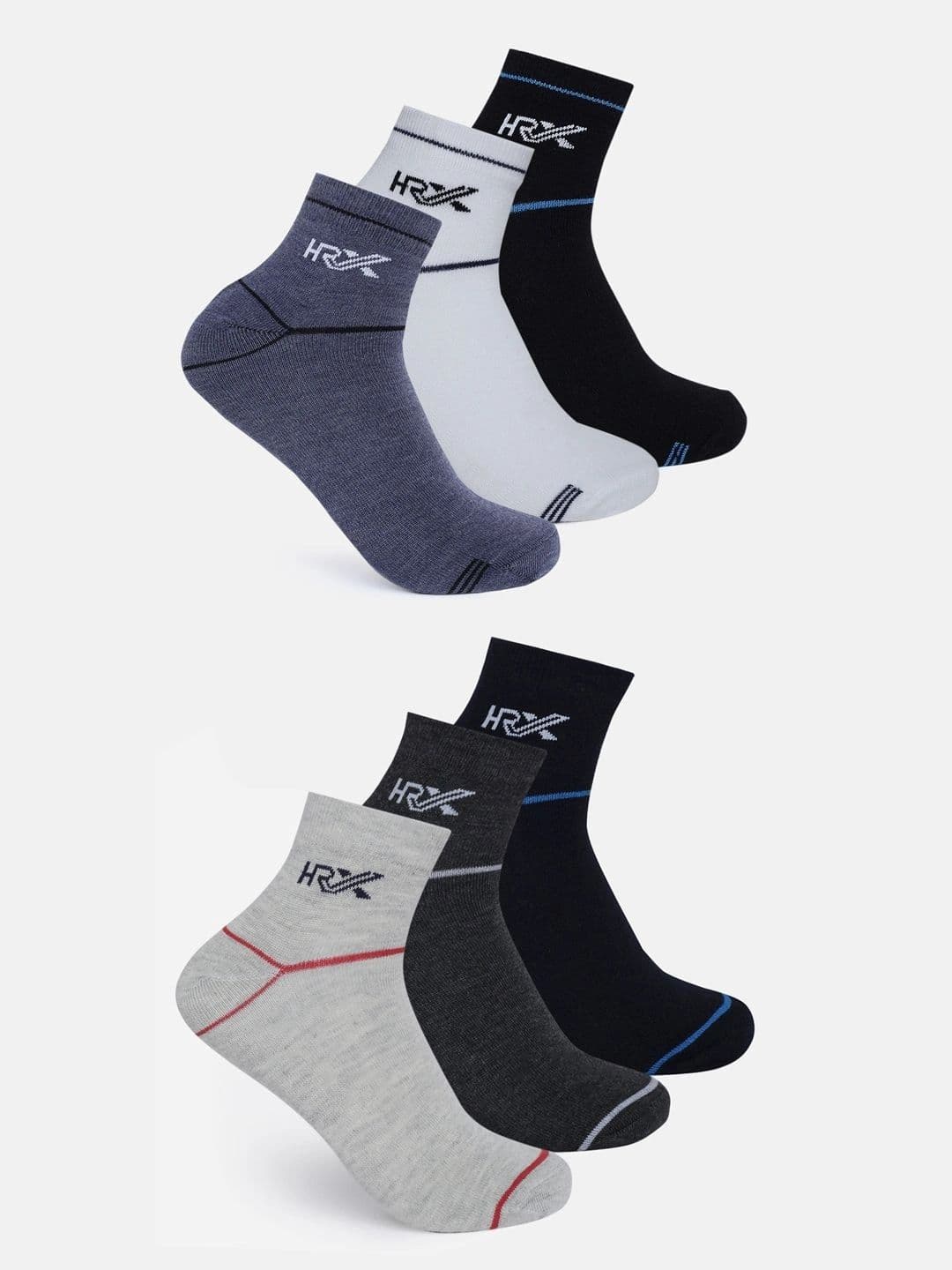 HRX by Hrithik Roshan Men Pack of 6 Cotton Blend Patterned Ankle Length Socks - view 1